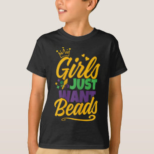 Camiseta Meninas Só Querem Miçangas Engraçadas Mardi Gras