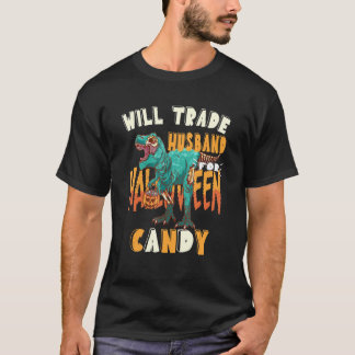 Camiseta Meninas T Rex de Halloween Trocarão Marido por Doc