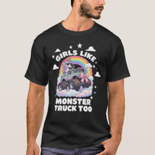 Camiseta Meninas Também Gostam de Caminhão Monstro Unicórni