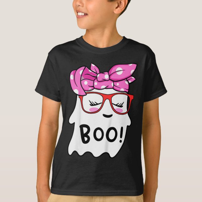 Camiseta Meninas Toddler Feliz Fantasma De Halloween Com Ba (Frente)