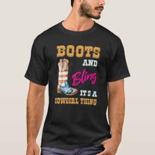 Camiseta Meninas Usa Flag Boots Bling It A Cowgirl Thout