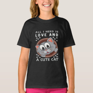 Camiseta Meninas Vestir Uma Gatinha Bonita Meninas Crianças