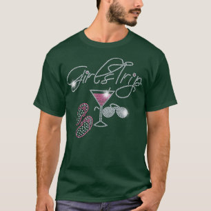 Camiseta Meninas Viagem Chinelos de Martini Rhinestone Bril
