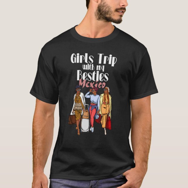 Camiseta Meninas Viajam Para O México Para Melanin Black Va (Frente)