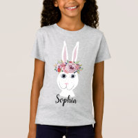 Meninas Whimsical Floral PáscoaCoelho e Nome