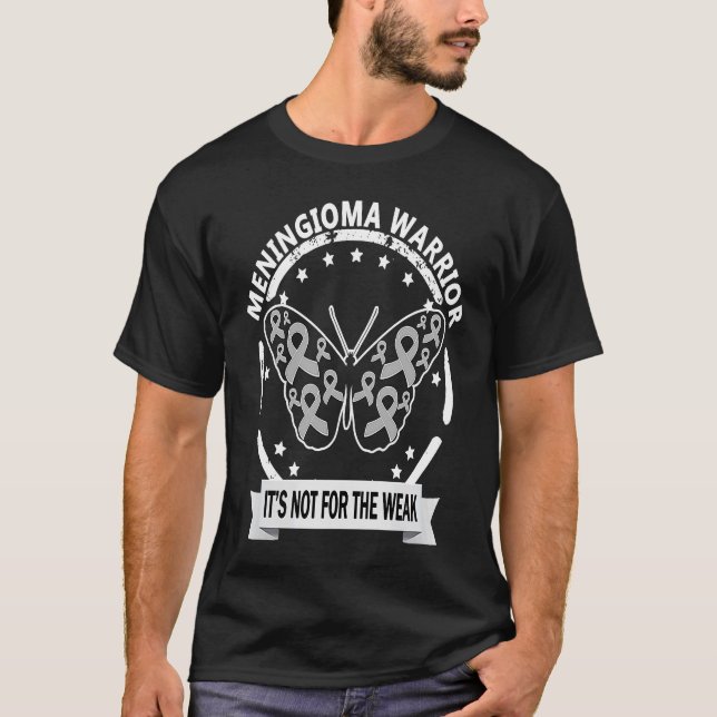 Camiseta Meningioma Warrior cinza friso sensibilizando (Frente)