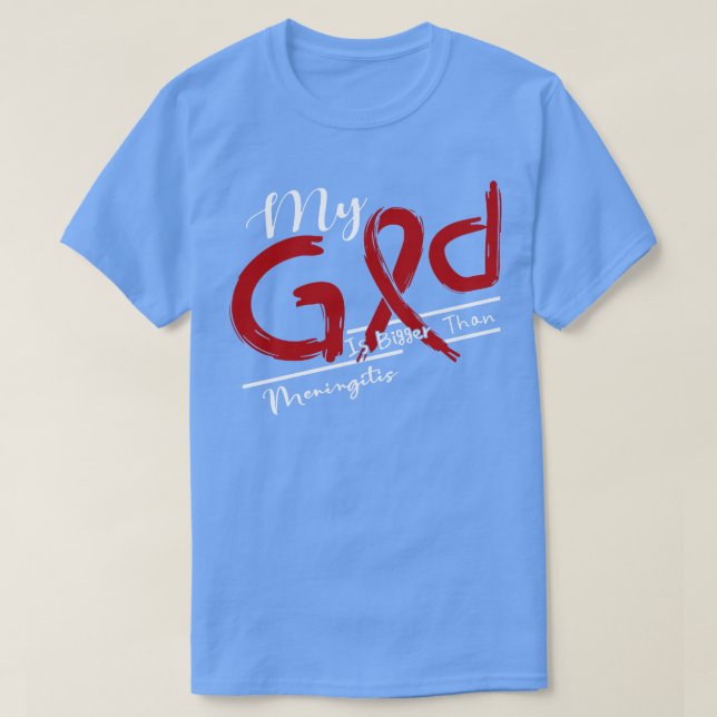Camiseta Meningite Consciência Meu Deus É Mais Forte Neste  (Frente do Design)