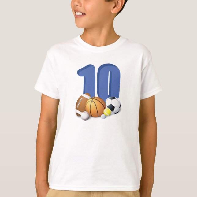 Camiseta Menino 10º Aniversário do Esporte Balls (Frente)