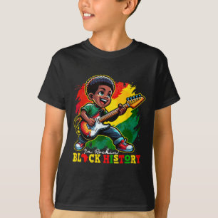 Camiseta Menino Afro Preto Estou Rockeando o Mês da Históri