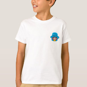 Camiseta Menino Alegre de Chapéu Azul Grande para Crianças