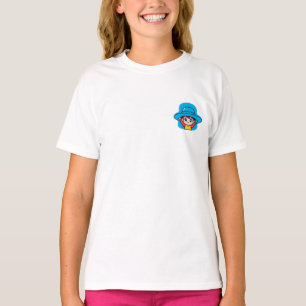 Camiseta Menino Alegre de Chapéu Azul Grande para Crianças