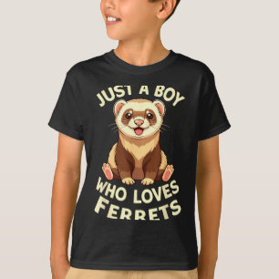 Camiseta Menino Ama Furões Ilustração de Animal Fofo