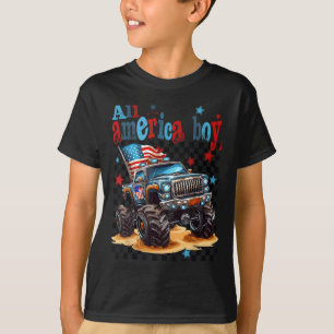 Camiseta Menino Americano Todo Monstro Caminhão Patriótico