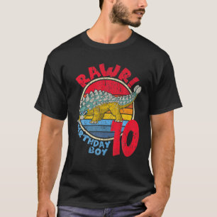 Camiseta Menino Aniversário de 10 anos Eu Rawr! Ankylosauru