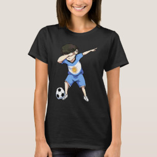 Camiseta Menino Argentino de Futebol Dabbing Bandeira da Ar