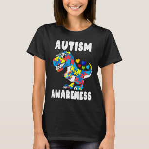 Camiseta Menino Autista Consciente do Autismo Infantil Dino