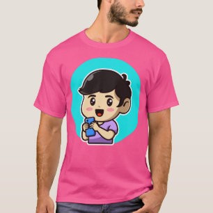 Camiseta Menino Bonito Com Ilustração De Cartoon Telefônico