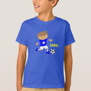 Camiseta Menino bonito da estrela de futebol, tema do