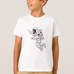 Camiseta Menino branco e preto desenhado astronauta