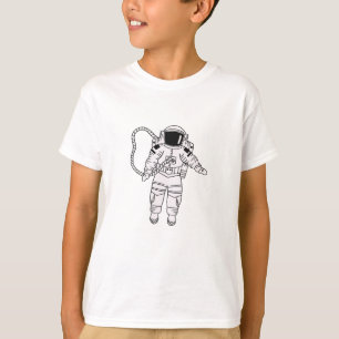 Camiseta Menino branco e preto desenhado astronauta
