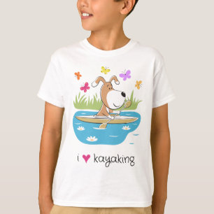 Camiseta Menino Cão Engraçado Caiaque Esporte Aquá