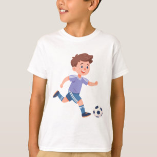 Camiseta Menino Chutando Bola de Futebol – Design de Arte d