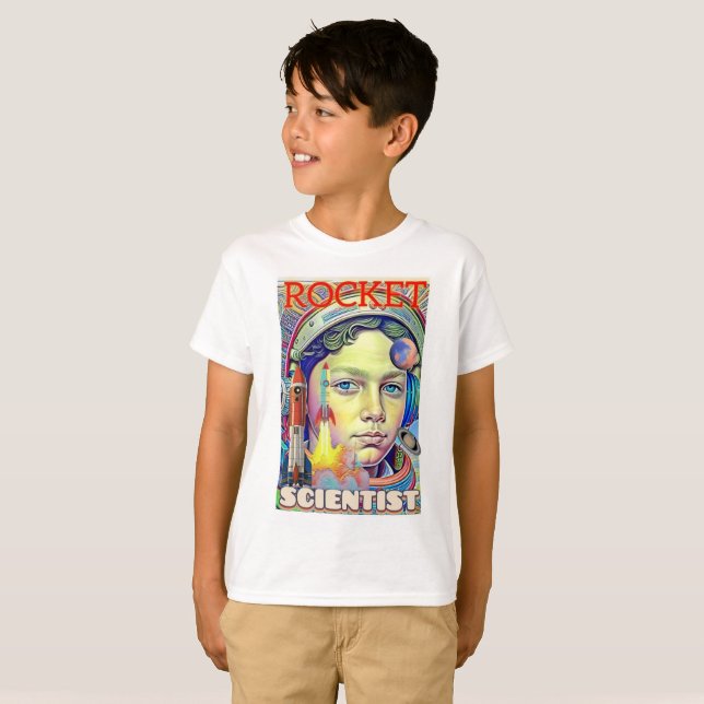 CAMISETA MENINO CIENTISTA DE FOGUETES (Frente Completa)