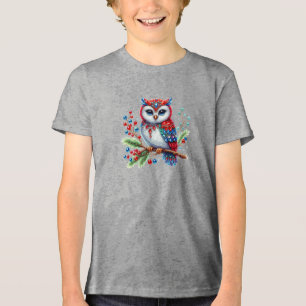 Camiseta Menino Coruja Natal Colorida