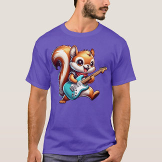 Camiseta Menino da banda de rock guitarrista esquilo legal