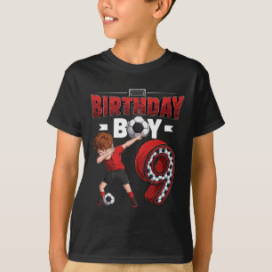 Camiseta Menino Dabbing Jogador de Futebol de 9 Anos Aniver