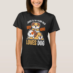 Camiseta Menino De 10 Anos Que Ama Cachorro Cachorro Cachor