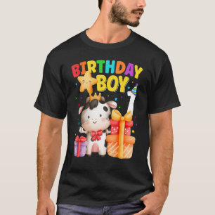Camiseta Menino de 1 Ano de Idade Aniversário Vaca Animais
