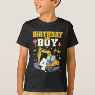 Camiseta Menino de 4 anos de idade Escavadeira Três Decoraç