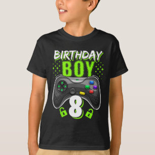 Camiseta Menino de 8 Controles de Video Game Gamer Aniversá
