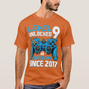 Camiseta Menino de 9 anos de idade Nível 9 Gamer Aniversári