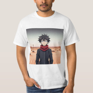 Camiseta Menino de Anime em Pé na Paisagem do Deserto – Ani