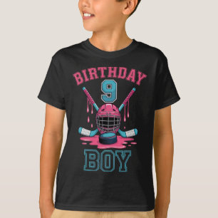 Camiseta Menino de Aniversário 9 Fã de Hóquei Celebração Di