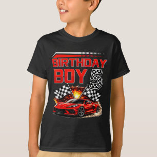Camiseta Menino de aniversário de 5 anos carro de corrida 5