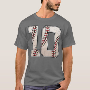 Camiseta Menino de Aniversário de Beisebol 10 Anos 10º Aniv