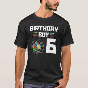 Camiseta Menino de aniversário Rubixk cubo tema de 6 anos