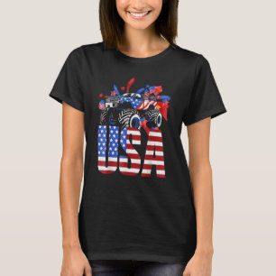Camiseta Menino de Caminhão Monstro Bandeira Americana EUA
