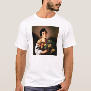 Camiseta Menino de Caravaggio com uma cesta do t-shirt da