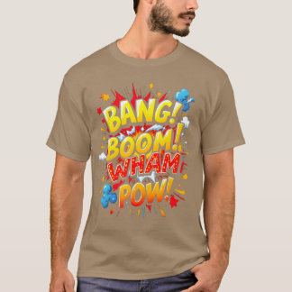 Camiseta Menino de design de quadrinhos BANG BOOM WHAM POW