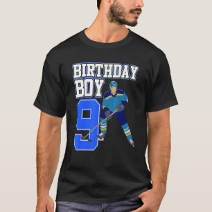Camiseta Menino de Hóquei no Gelo Aniversário de 9 anos Esp