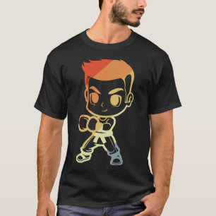 Camiseta Menino de Kickboxing Cartoon Olhar Kickboxer Carat