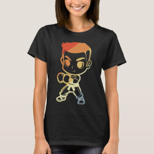 Camiseta Menino de Kickboxing Cartoon Olhar Kickboxer Carat