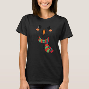 Camiseta Menino de Neve Rosto de Boneco de Neve com Nariz d