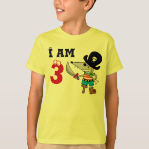 Camiseta Menino do aniversário do pirata da criança de 3