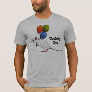 Camiseta Menino do aniversário: Rato bonito com balões: