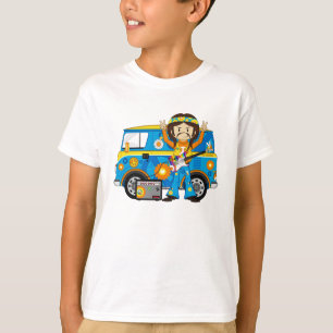Camiseta Menino do Hippie com guitarra e campista Van